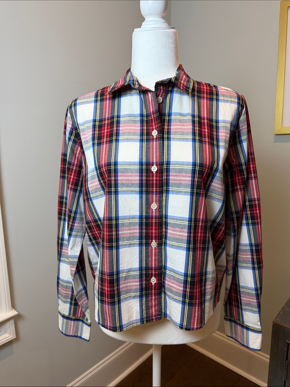 J. Crew Multicolor Plaid Button-Down Shirt. Size Small.